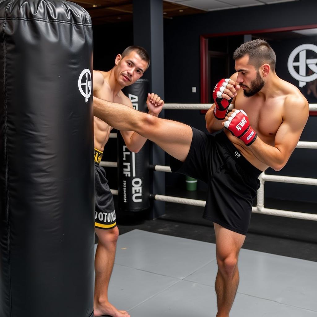 Muay Thai Duy Nhất CLB: Luyện tập kỹ thuật với bao cát