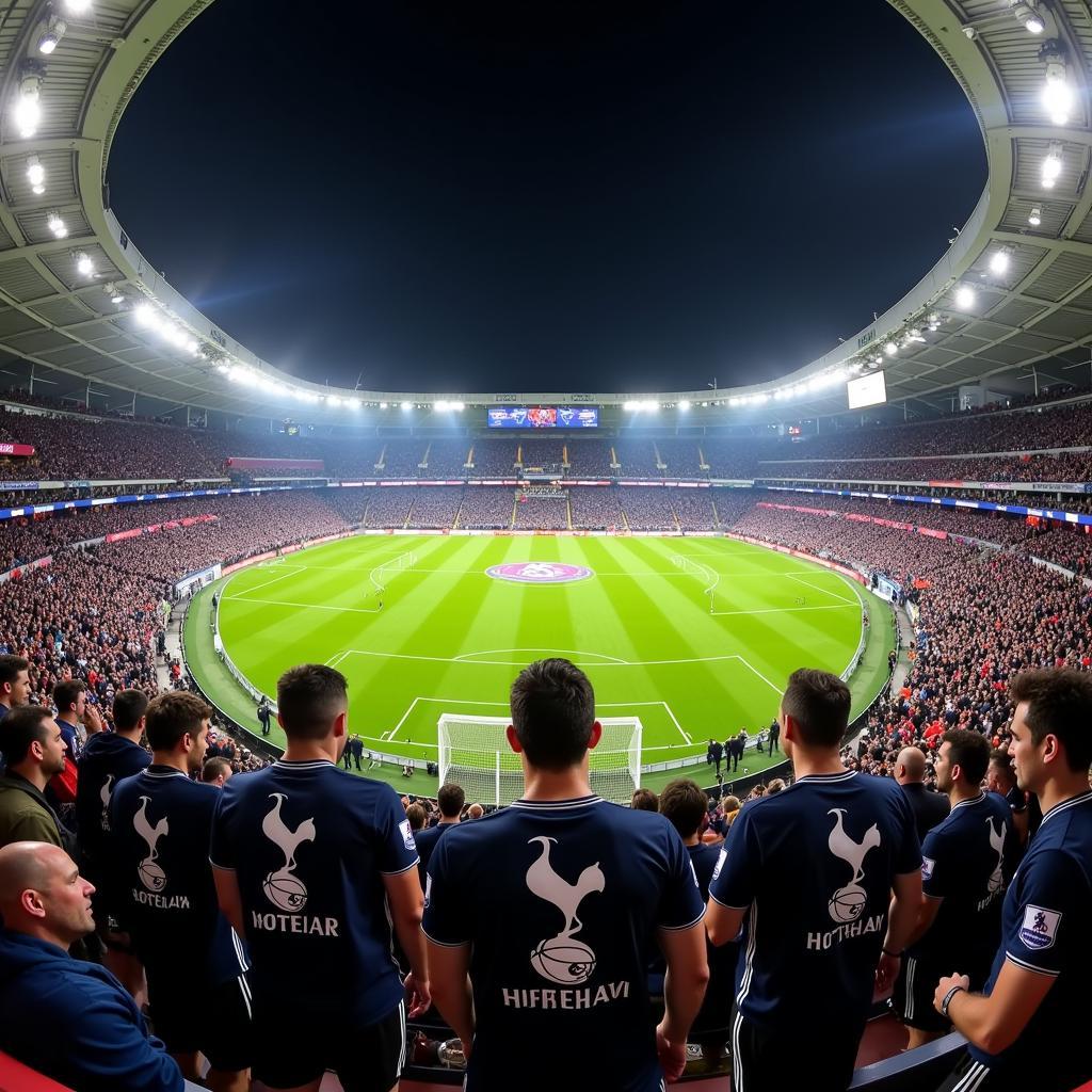 Cổ động viên Tottenham với logo CLB trên áo