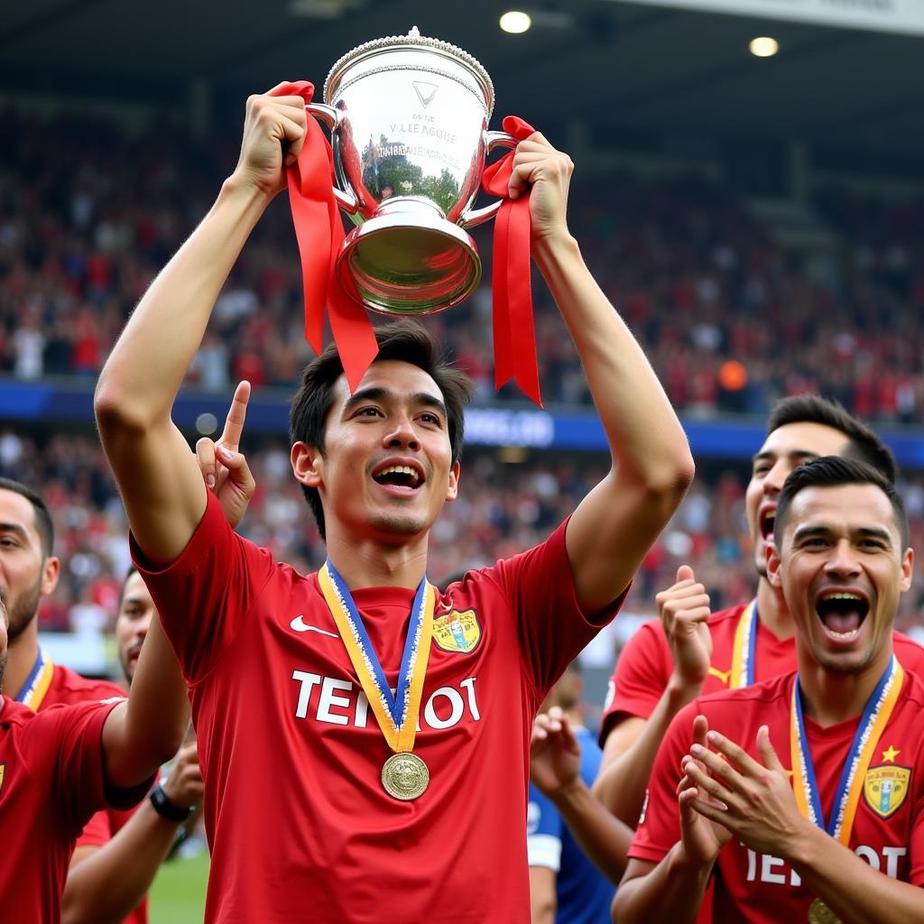 Nguyễn Văn Quyết nâng cao cúp vô địch V.League 2019