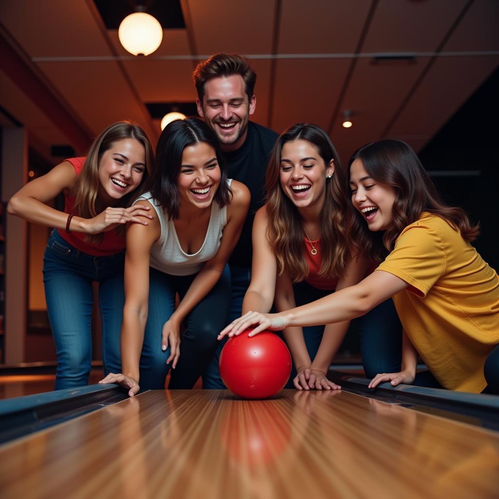 Nhóm bạn trẻ vui chơi tại CLB bowling