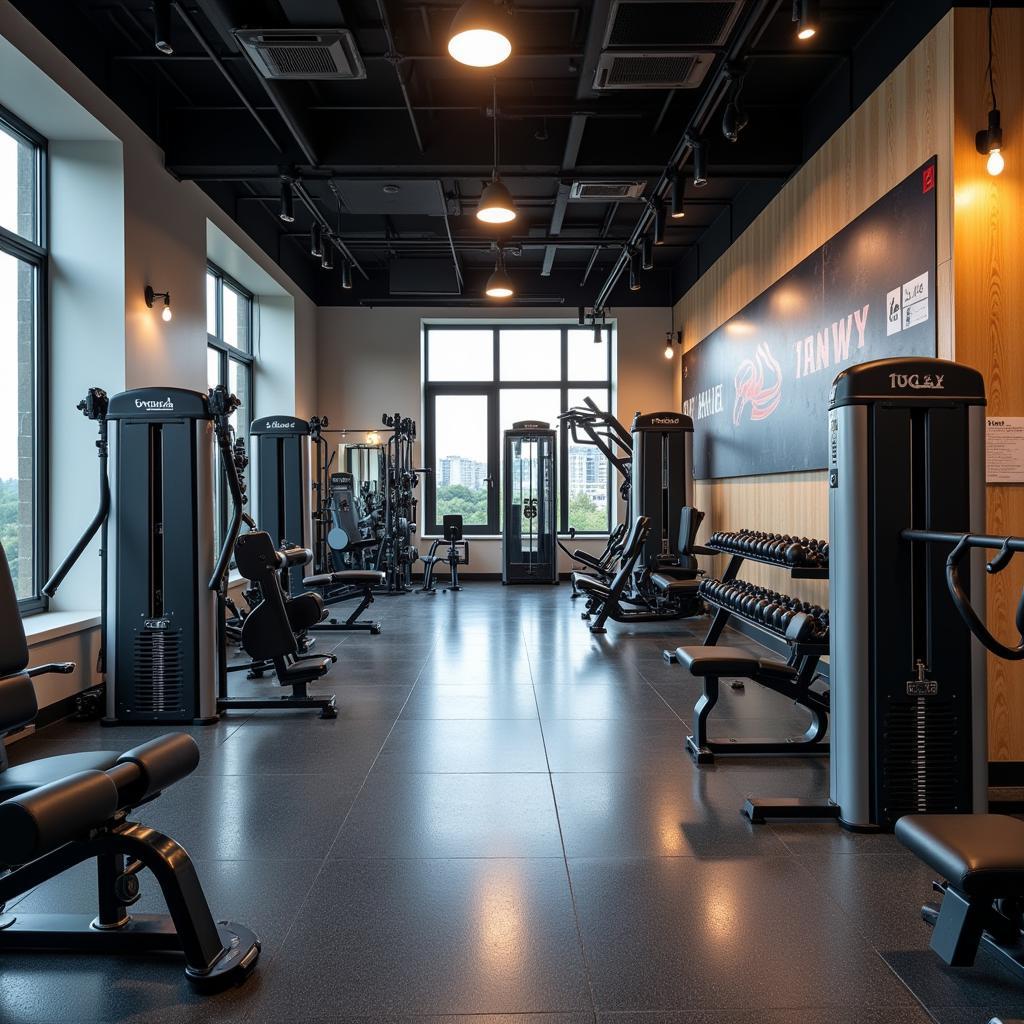 Phòng tập gym hiện đại tại CLB Canary Club Long An