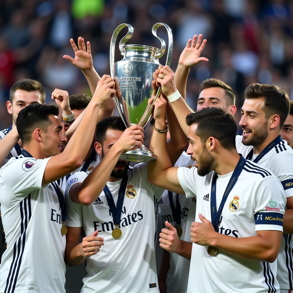 Real Madrid nâng cao chiếc cúp Champions League