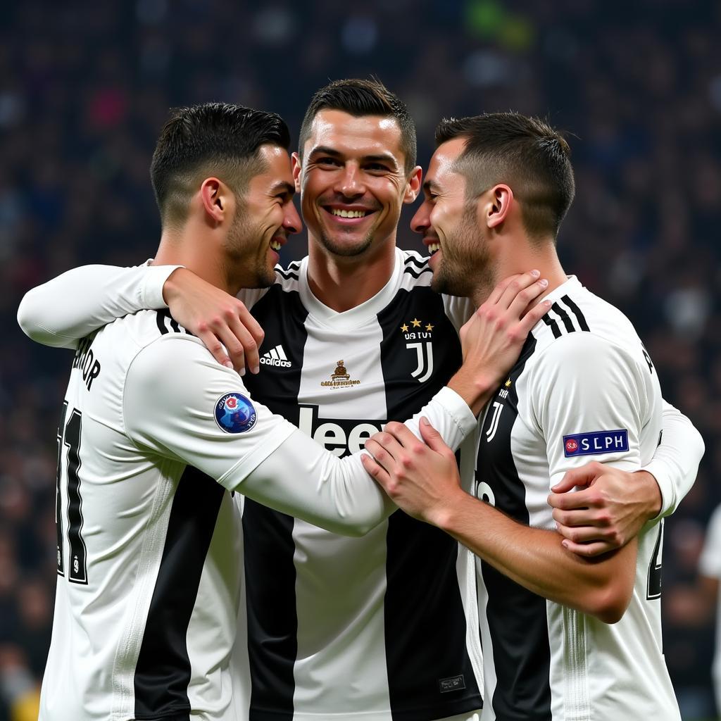 Ronaldo ăn mừng cùng đồng đội tại Juventus