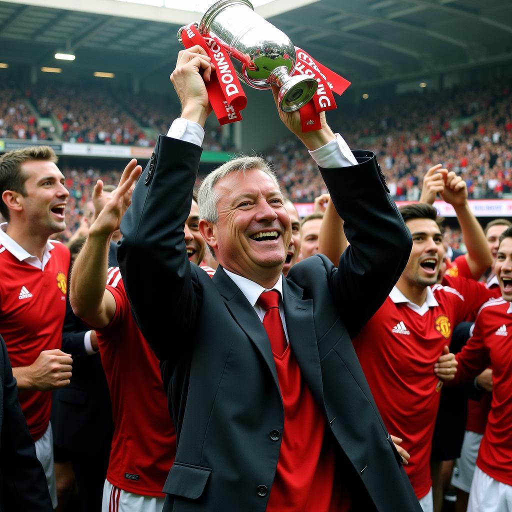 Sir Alex Ferguson ăn mừng chiến thắng cùng Manchester United