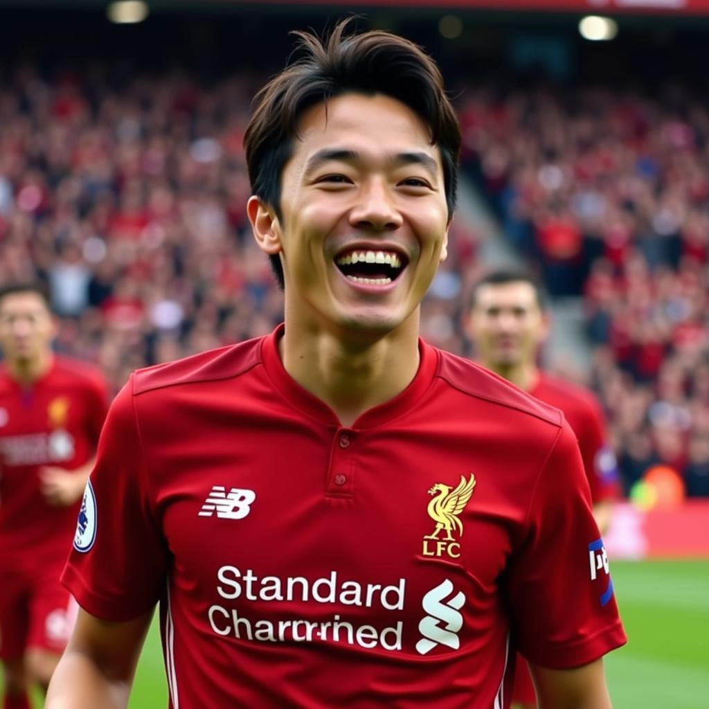 Takumi Minamino trong màu áo Liverpool