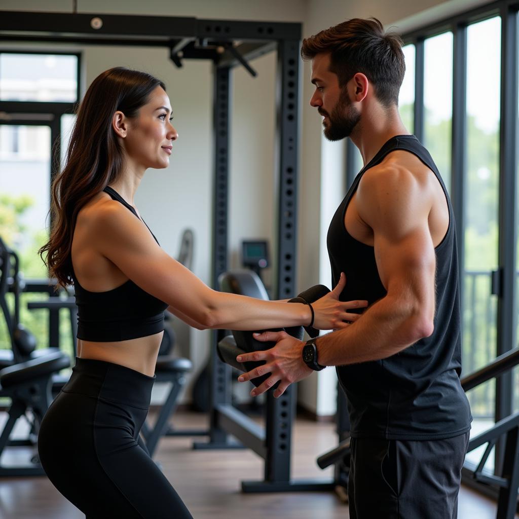 Tập luyện cùng huấn luyện viên tại CLB gym Nha Trang