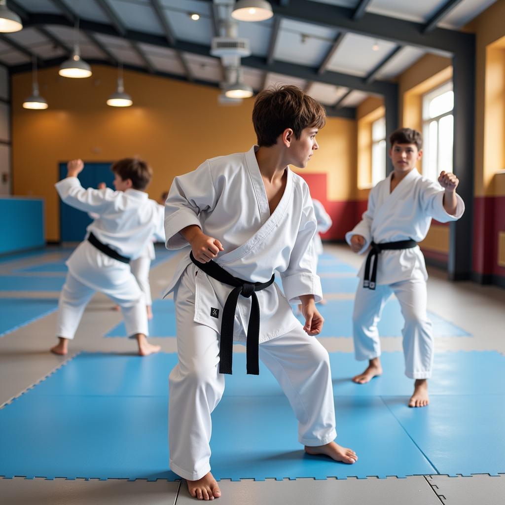 Học viên tập luyện karate tại Gò Vấp