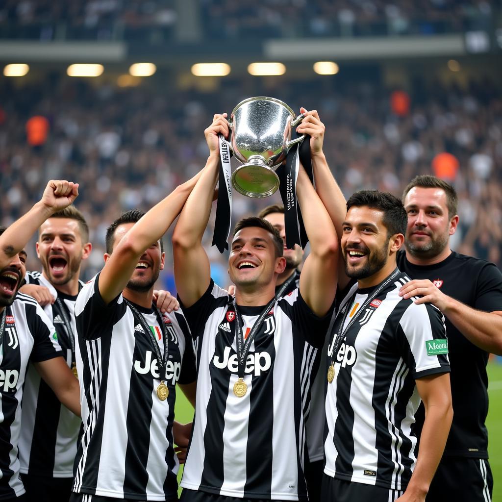 Cầu thủ Juventus ăn mừng chức vô địch