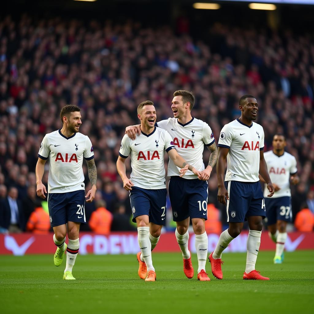 Cầu thủ Tottenham Hotspur ăn mừng bàn thắng