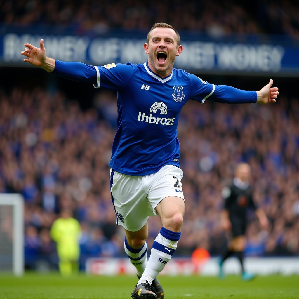 Wayne Rooney ăn mừng bàn thắng trong màu áo Everton