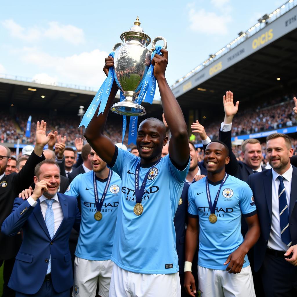 Yaya Toure nâng cao chức vô địch Premier League cùng Manchester City