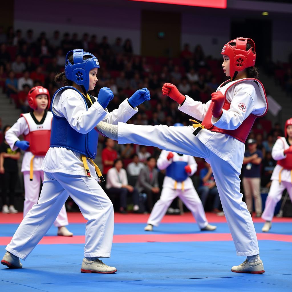 Học viên CLB Taekwondo Đà Nẵng tham gia thi đấu