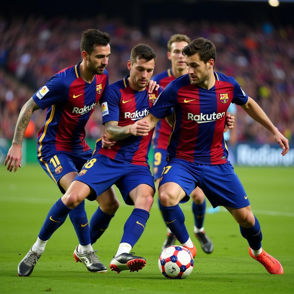 Hàng hậu vệ CLB Barca kiểm soát bóng xuất sắc