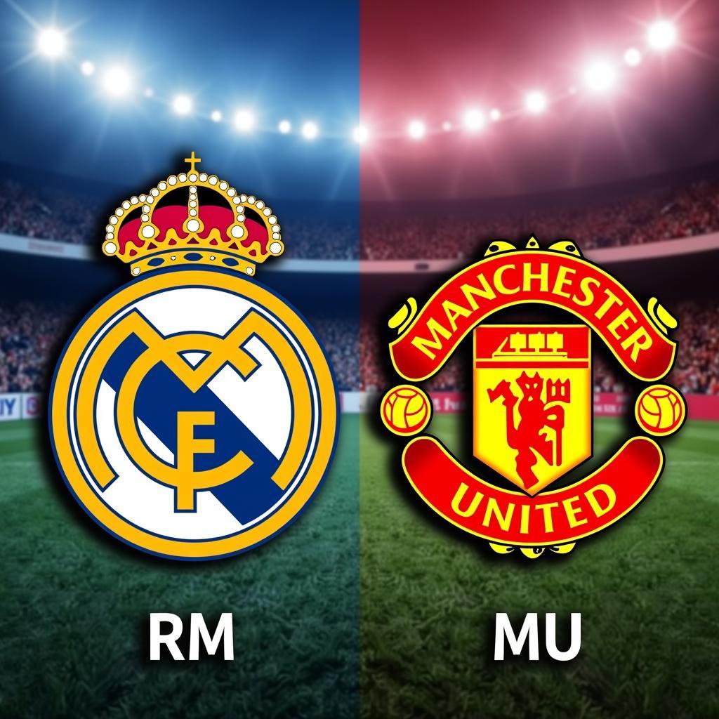 Hình ảnh so sánh viết tắt của Real Madrid (RM) và Manchester United (MU)